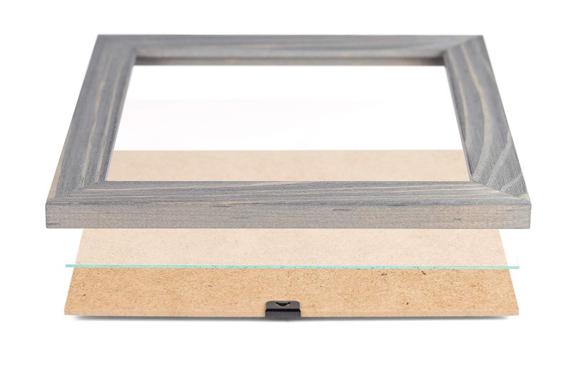 Woodside Rustic Wooden Square Pucture Frames 8x8 - Set of 2-100% Natural Eco Washed Wood with Real Glass for Wall Mounting and Tabletop Photo Frame - Grey - Image 5